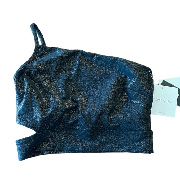 Beyond Yoga SoftShine Wanderlust Cropped Asymmetrical Bra Top Size Small New - Picture 8 of 9